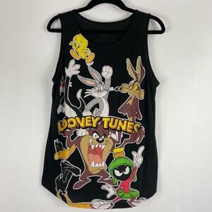 Looney Tunes Junior Women's Large Bugs Bunny and Friends Tank Top Black 11/13
